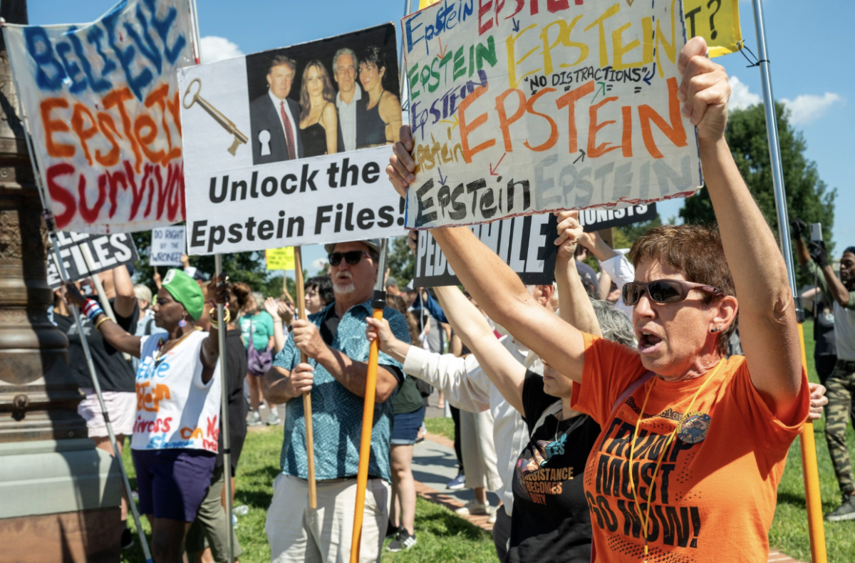 Protesters advocate for the release of the Epstein files in Washington, D.C.